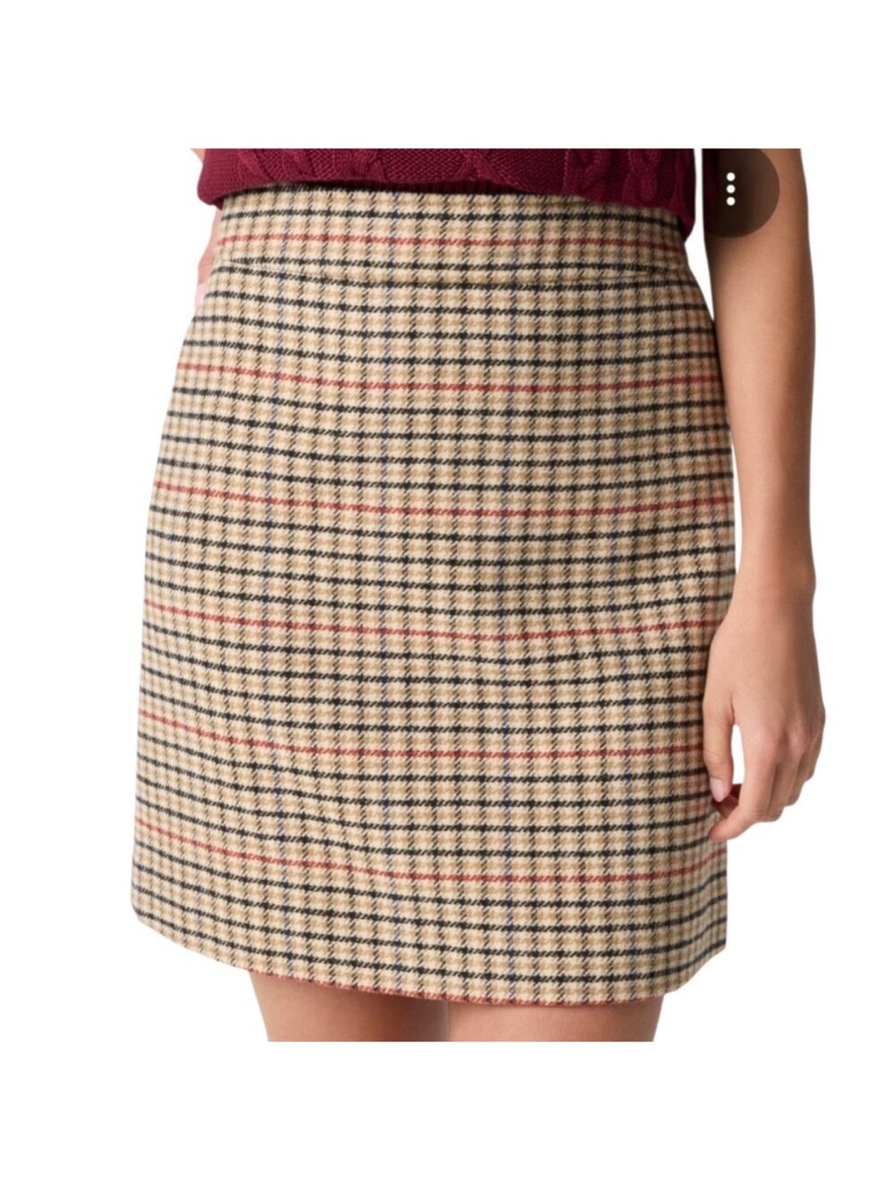 J. Crew Beige Plaid Mini Skirt with Red & Black Checks